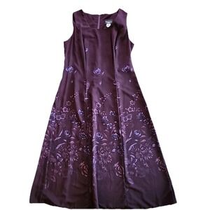 VTG Cimmaron Maxi Dress Witchy Dark Fairy Whimsigoth Floral Purple Womens Sz 14